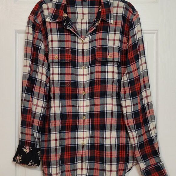 Chaps Ralph Lauren Women's Long Sleeve Plaid Shirt ~ Boyfriend Cut ~ Sz. Large ~ - Picture 2 of 4